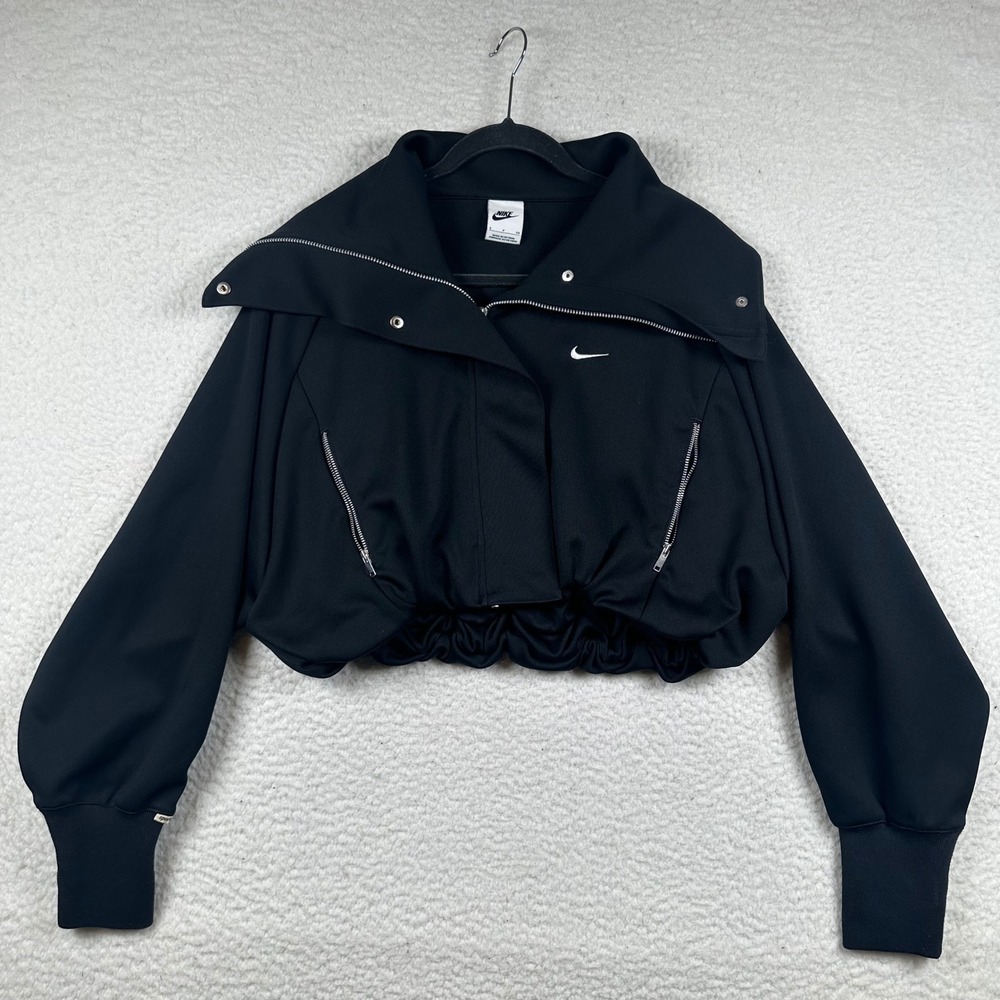 Nike Sportswear Cropped Track Jacket Womens Full Zip Small Black Utility Tech